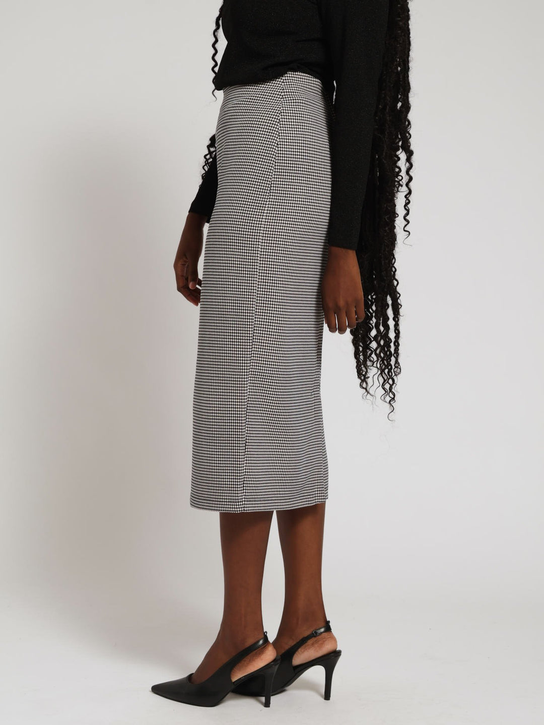 Houndstooth Pencil Skirt - Black/White