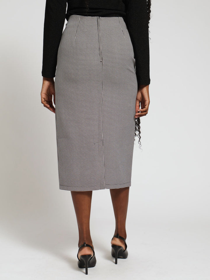 Houndstooth Pencil Skirt - Black/White