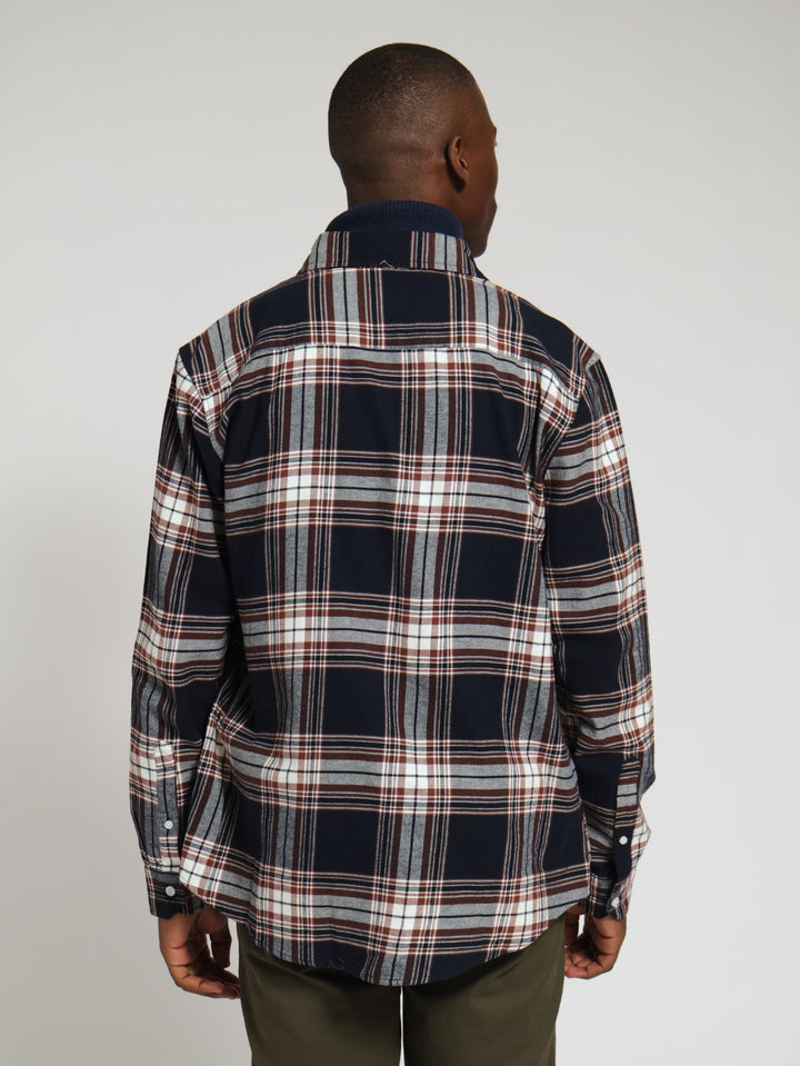 Long Sleeve Plaid Shirt - Navy