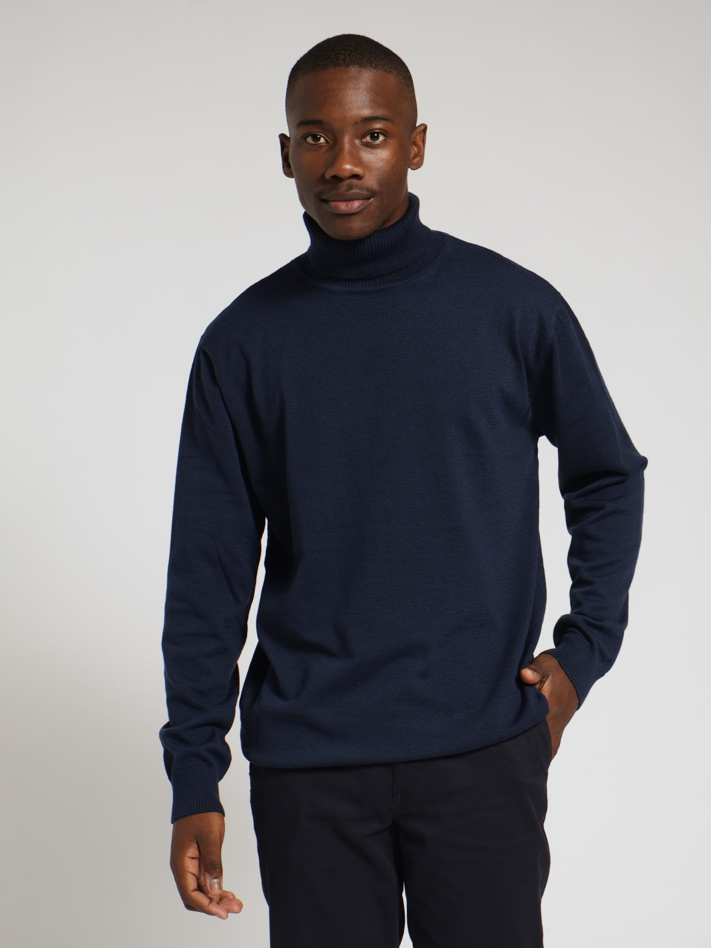 Fine Gauge Polo Neck Navy Edgars