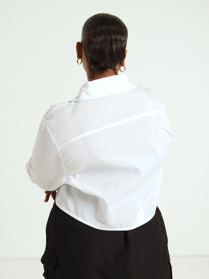 Cropped Poplin Shirt - White