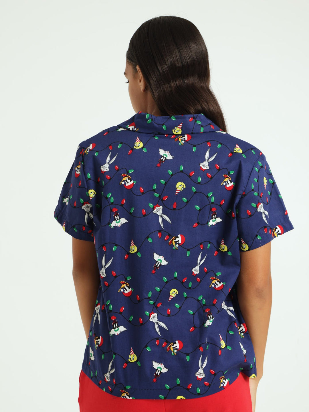 Unisex Looney Tunes Button Through Top - Navy