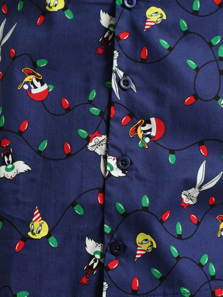 Unisex Looney Tunes Button Through Top - Navy