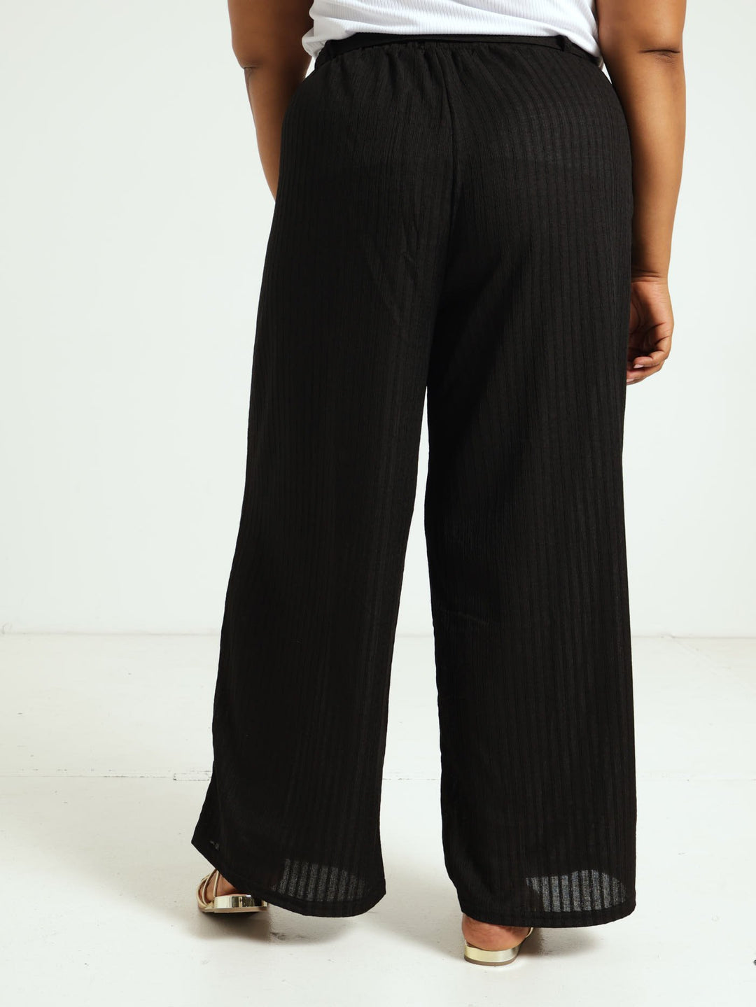 Textured Wideleg Pants - Black