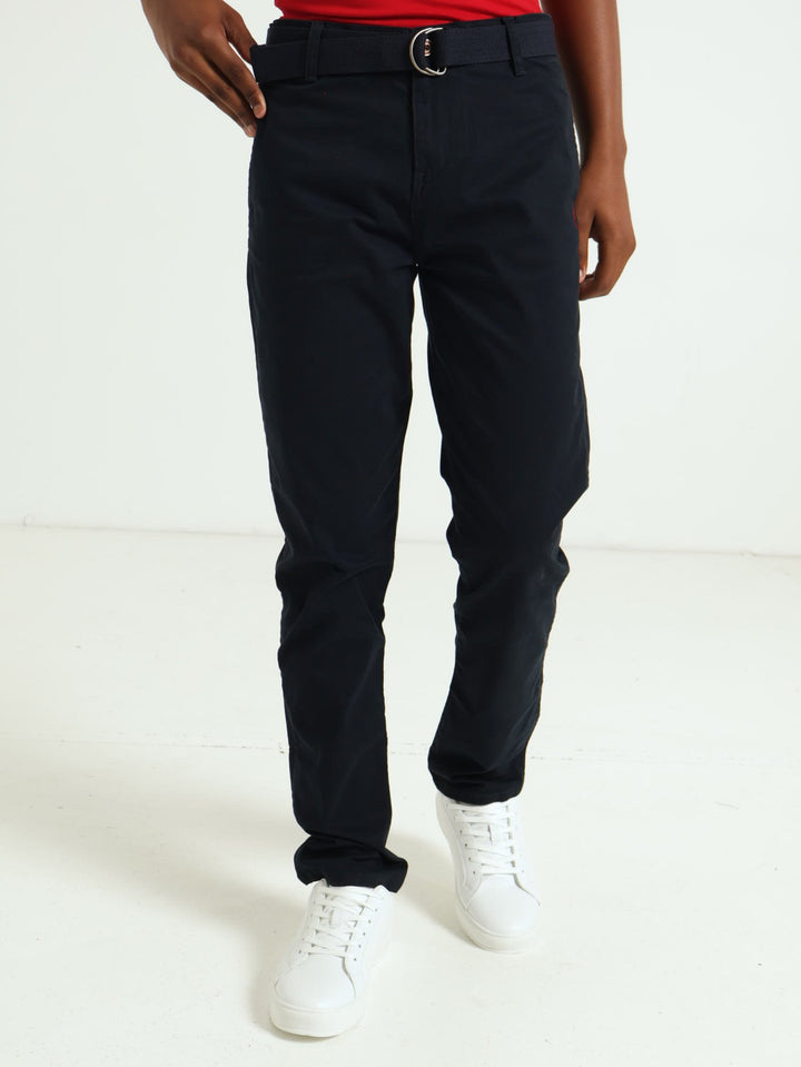 Boys Adrian Belted Chino - Navy