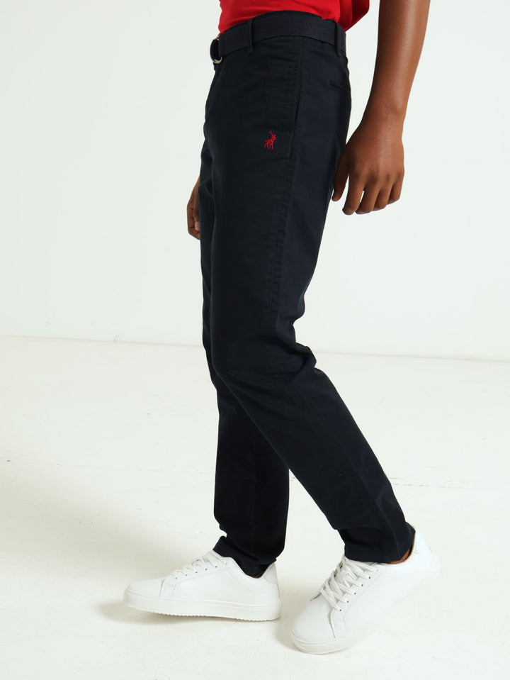 Boys Adrian Belted Chino - Navy