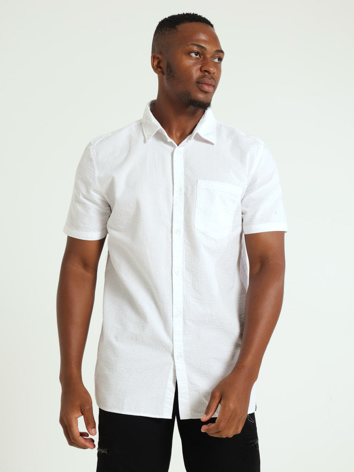 Crinkle Plain Shirt - Off White