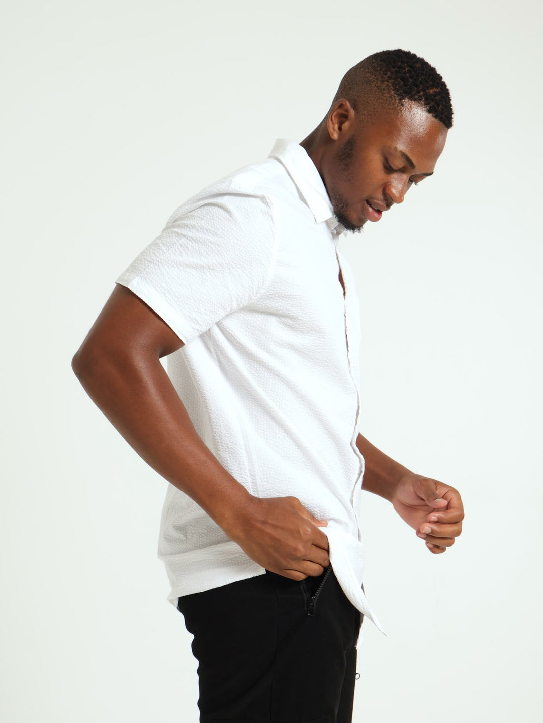 Crinkle Plain Shirt - Off White