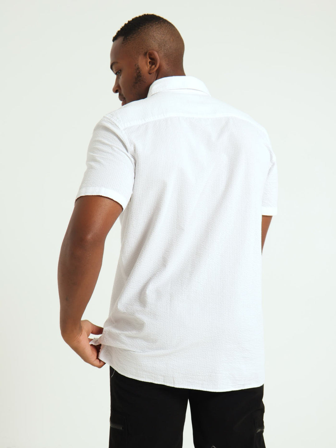 Crinkle Plain Shirt - Off White