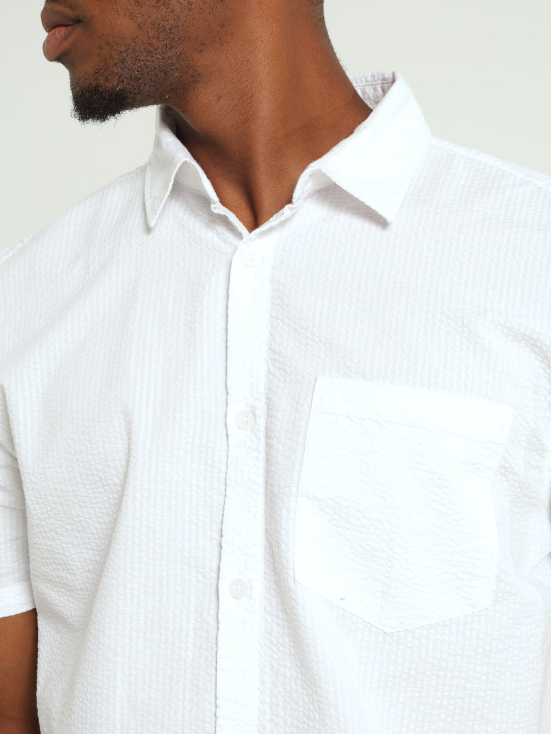 Crinkle Plain Shirt - Off White