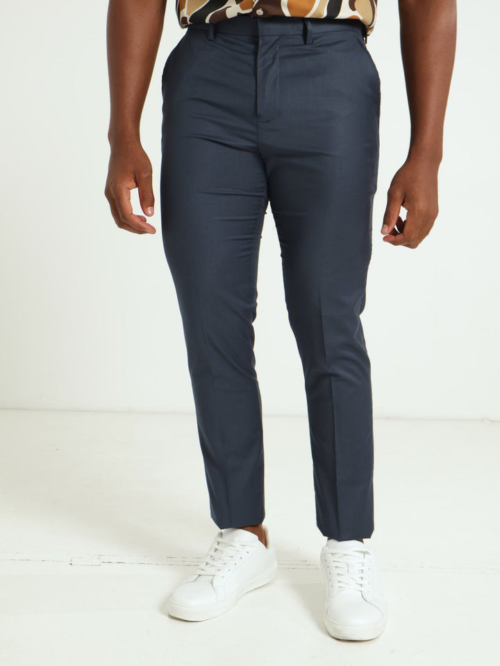 Slim Viscose Blend Suit Trouser - Navy