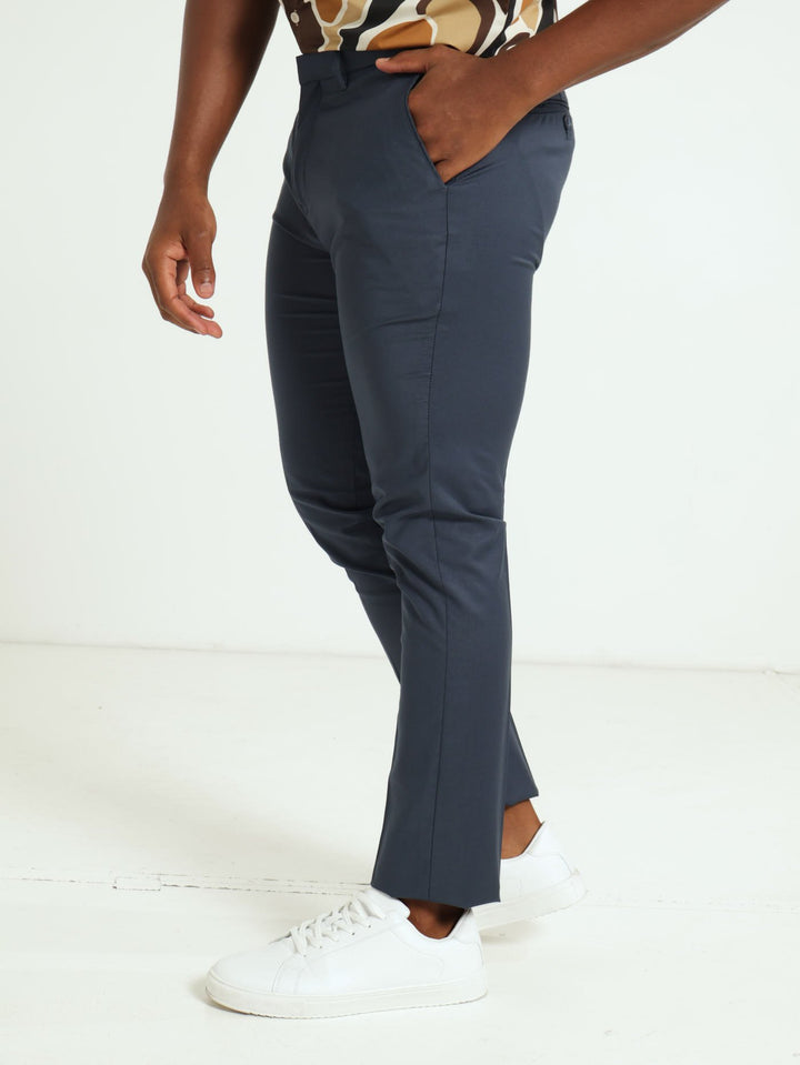 Slim Viscose Blend Suit Trouser - Navy