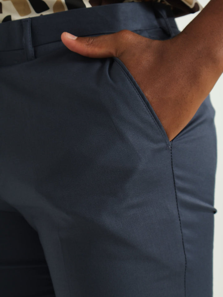 Slim Viscose Blend Suit Trouser - Navy