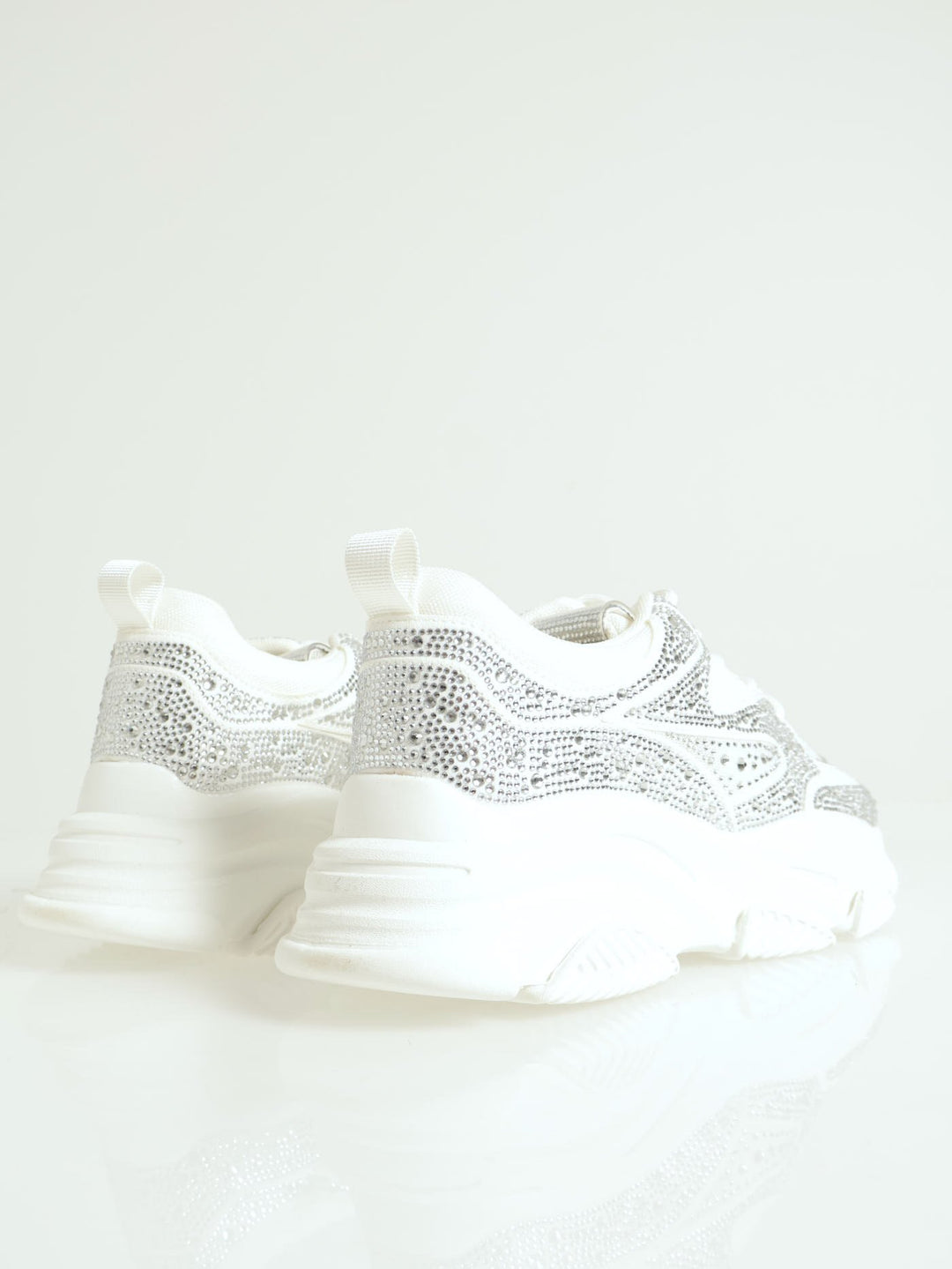 Privy Lace-Up Glitz Sporty Sneaker - White