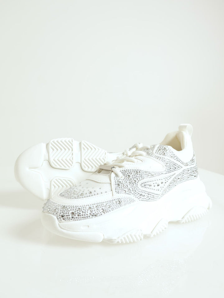 Privy Lace-Up Glitz Sporty Sneaker - White