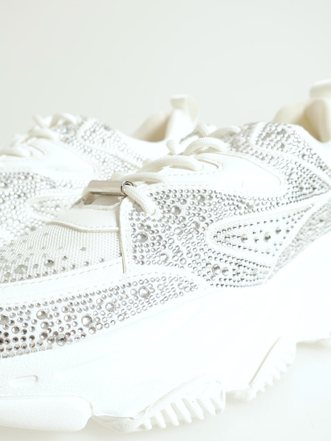 Privy Lace-Up Glitz Sporty Sneaker - White