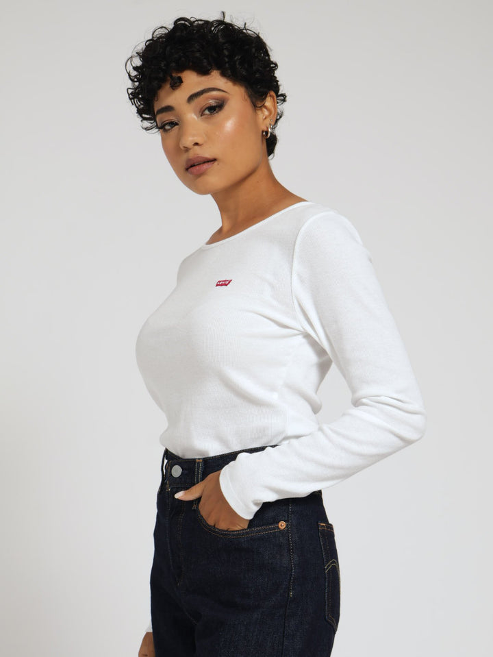 Long Sleeve Honey Top - White