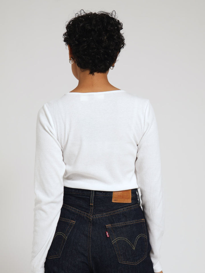 Long Sleeve Honey Top - White