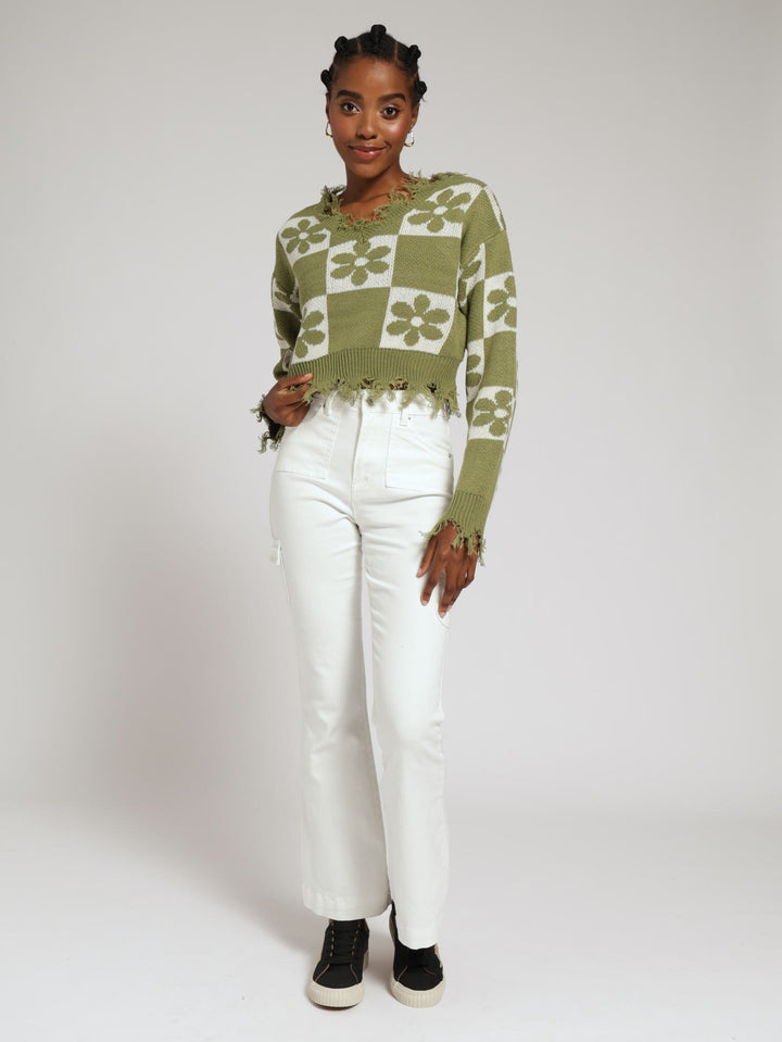 Ragged Knit Top - Fatigue