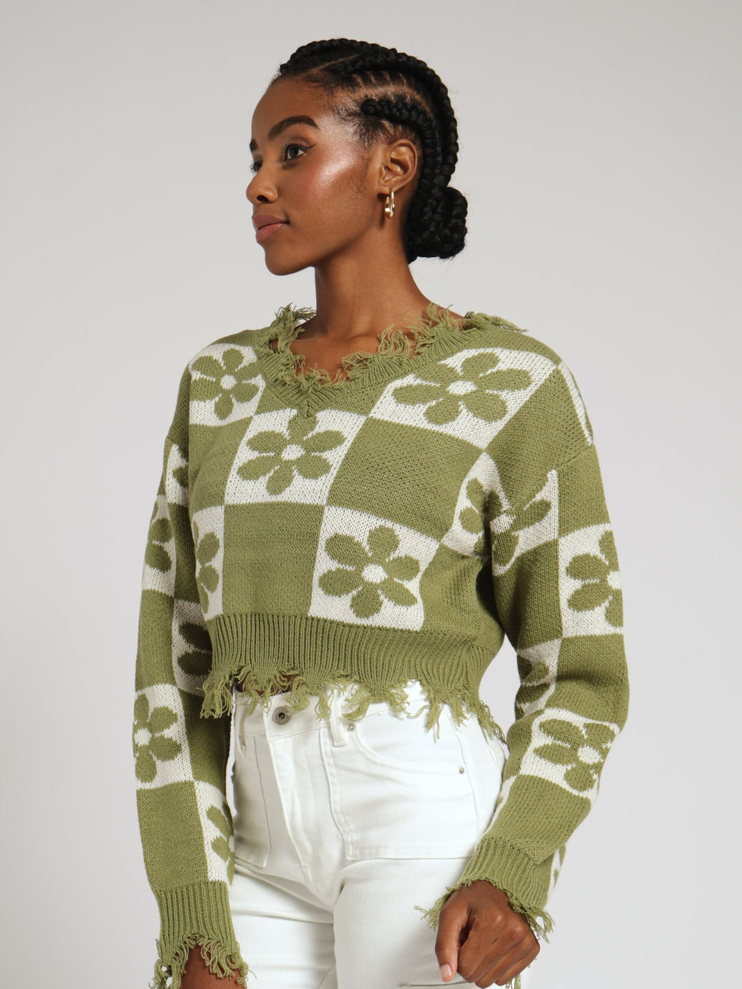 Ragged Knit Top - Fatigue