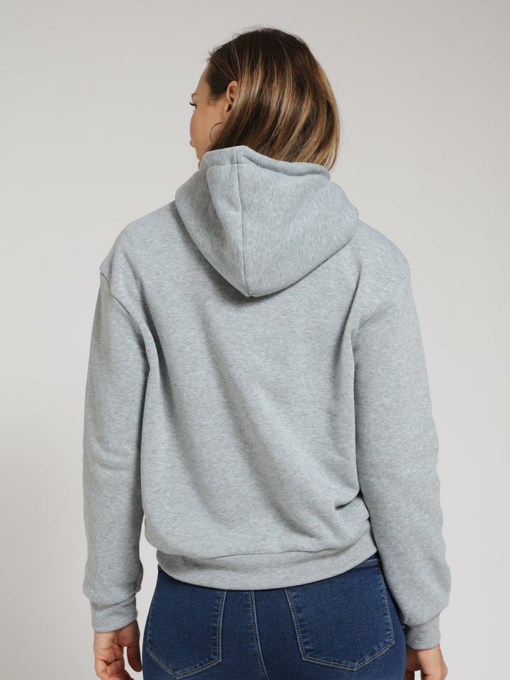 Magnifique Fleece Embroidered Hoody - Grey Melange