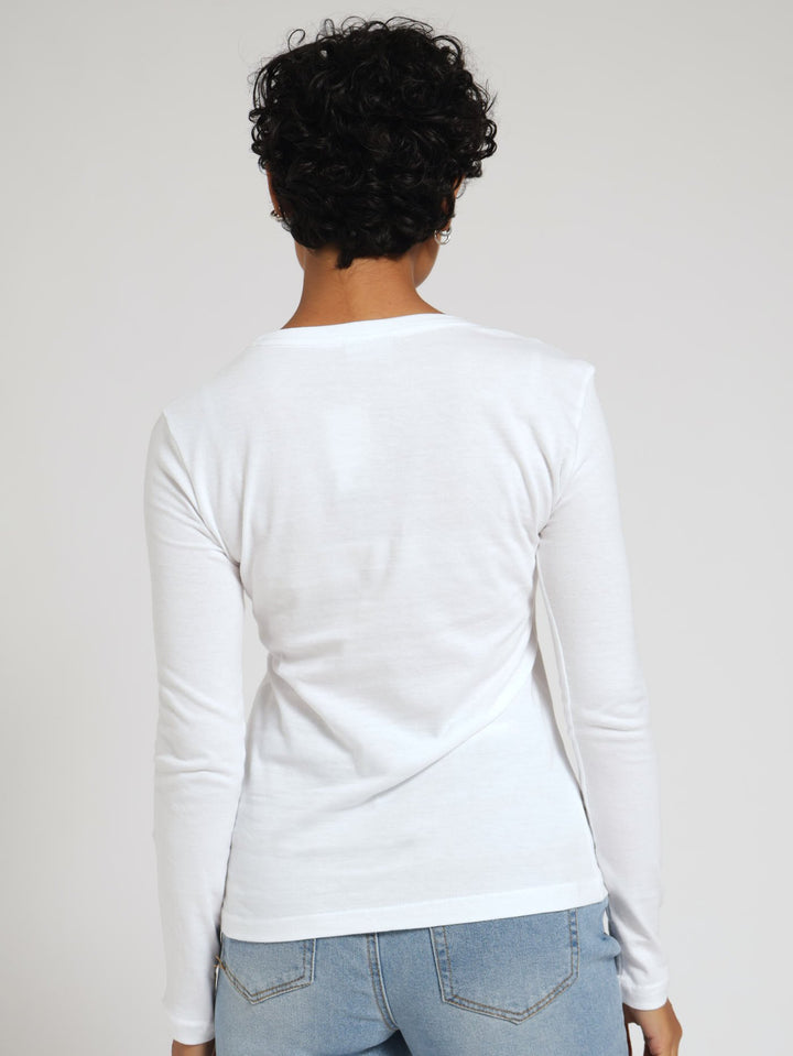 Cara Long Sleeve Top - White