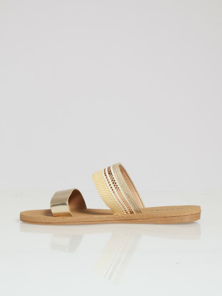 Eva Wide & Narrow Strap Mule Sandal - Natural