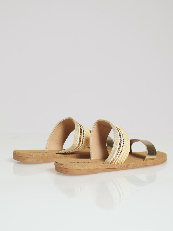 Eva Wide & Narrow Strap Mule Sandal - Natural