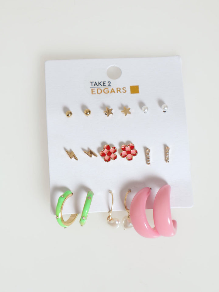 9 Pack Star Earrings