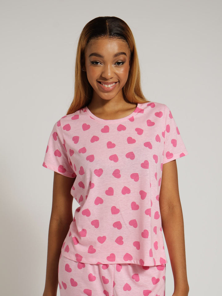 Regular Hearts Tee - Pink