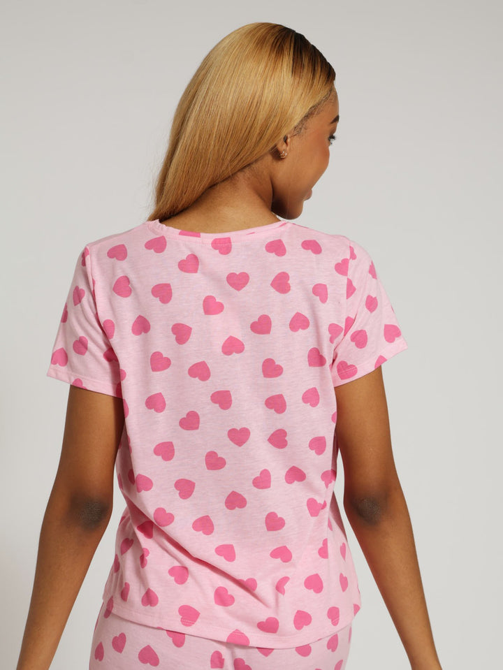 Regular Hearts Tee - Pink