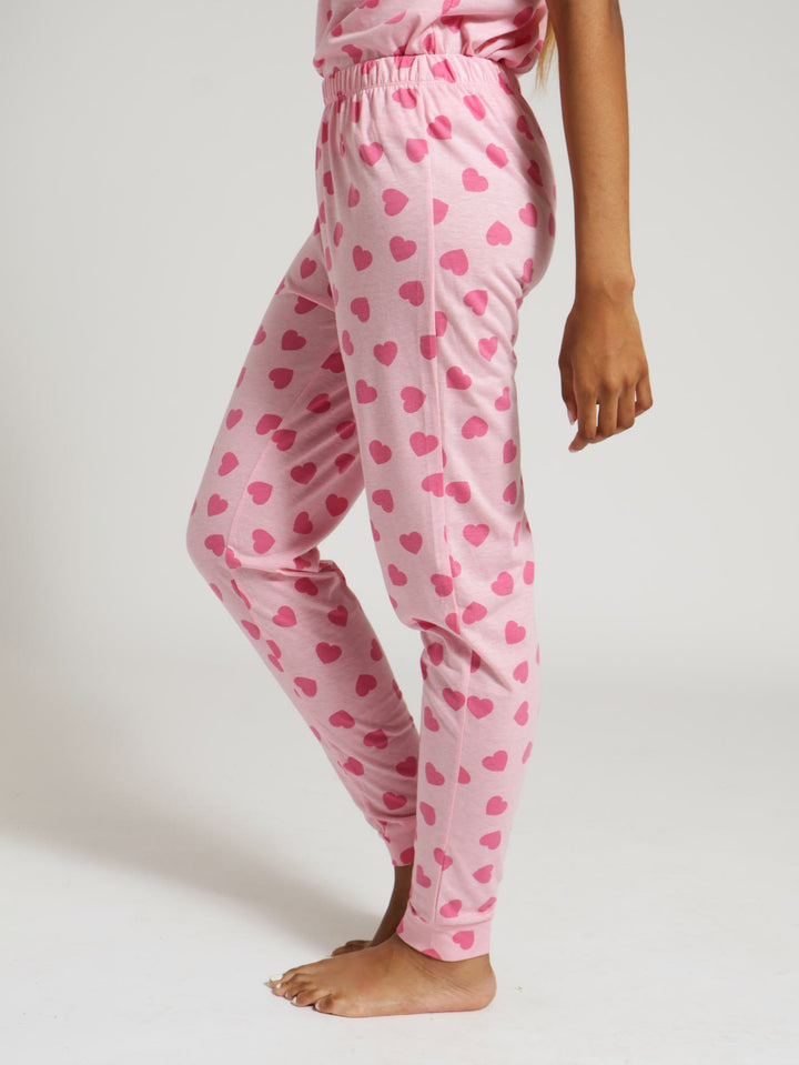 Knit Hearts Jogger - Pink