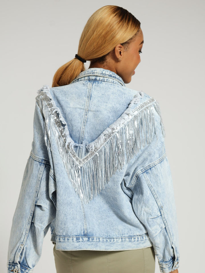 Denim Tassel Jacket - Salty Light Wash