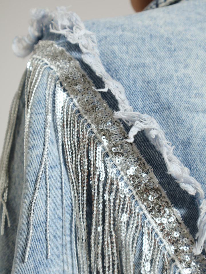 Denim Tassel Jacket - Salty Light Wash