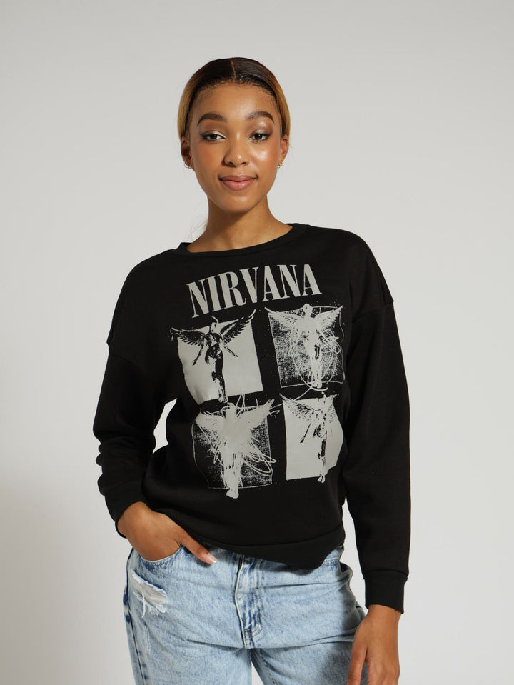 Nirvana Crew Fleece Top - Black