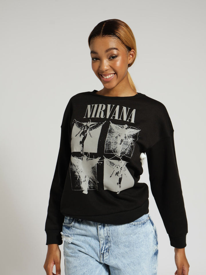 Nirvana Crew Fleece Top - Black