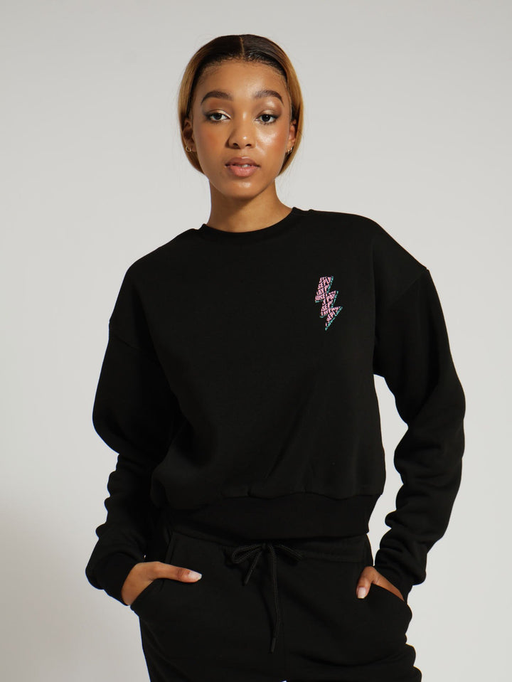 Bolt Crew Fleece Top - Black