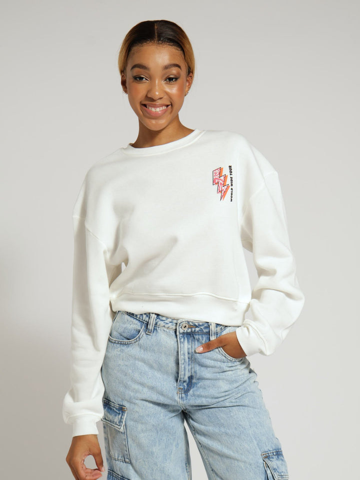 Tiger Crew Fleece Top - White