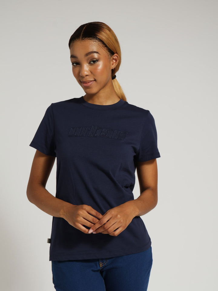 Laser Embroidery Tee - Navy