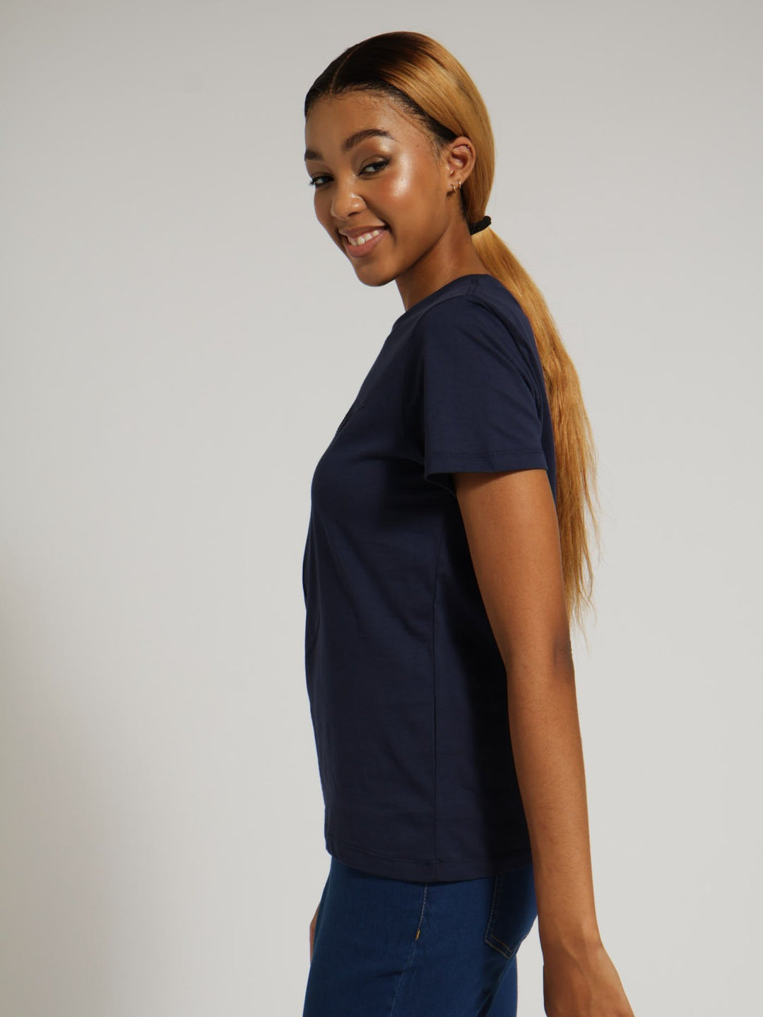 Laser Embroidery Tee - Navy