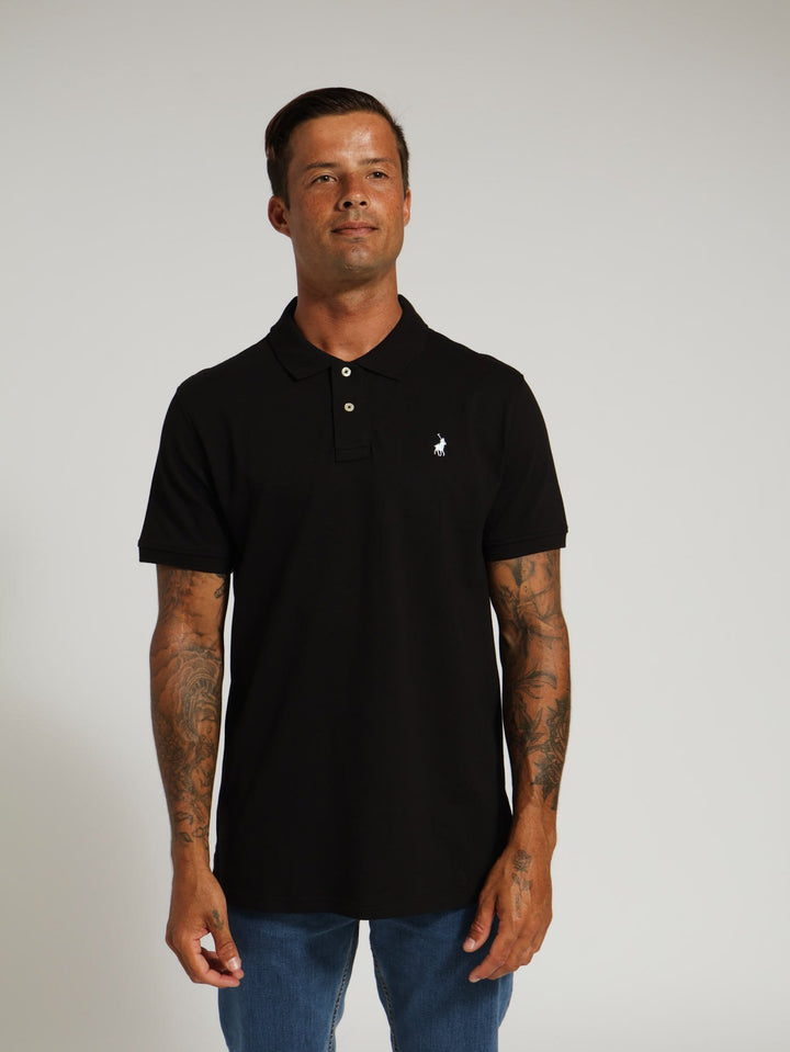 Stretch Pique Golfer - Black