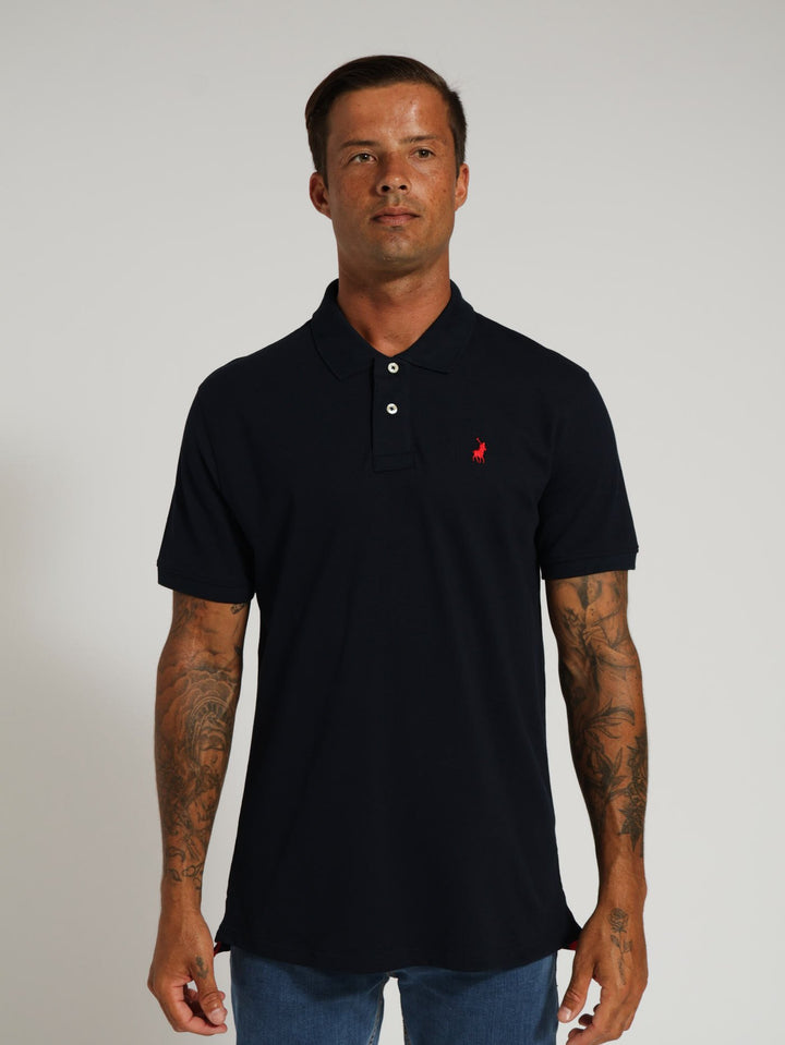 Stretch Pique Golfer - Navy