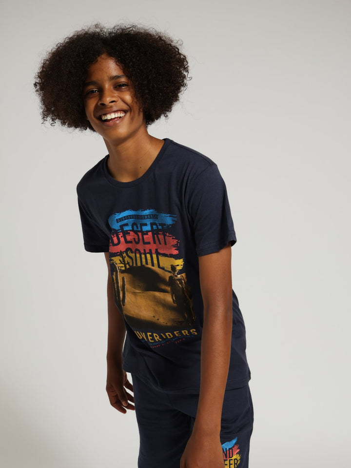 Boys Desert Soil Print Tee - Navy