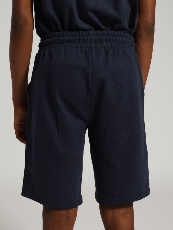 Boys Fleece Print Shorts - Navy