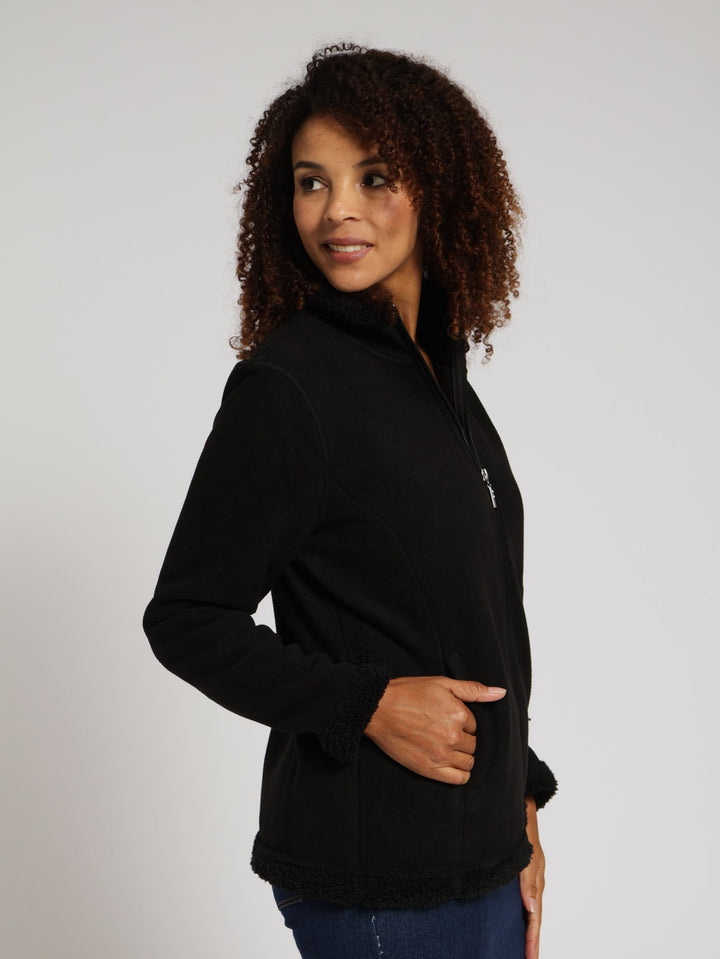 Sherpa Polar Fleece Jacket - Black