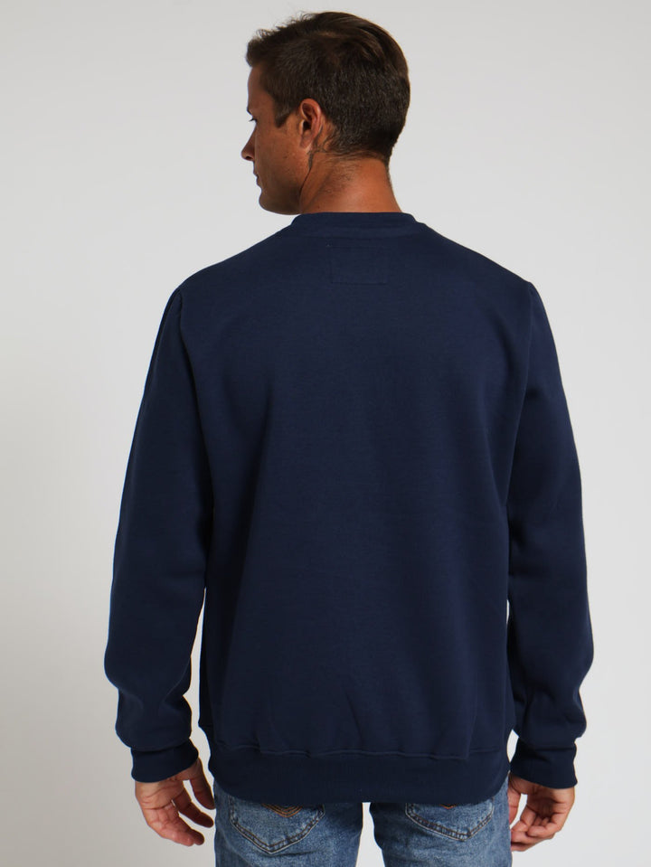 Applique Crew Sweater - Navy