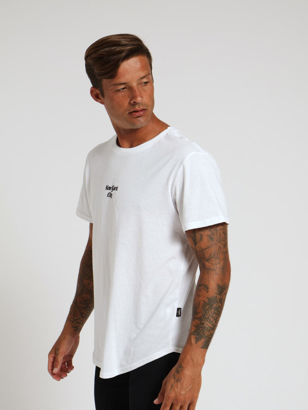 Basic Curved Hem Tee - White