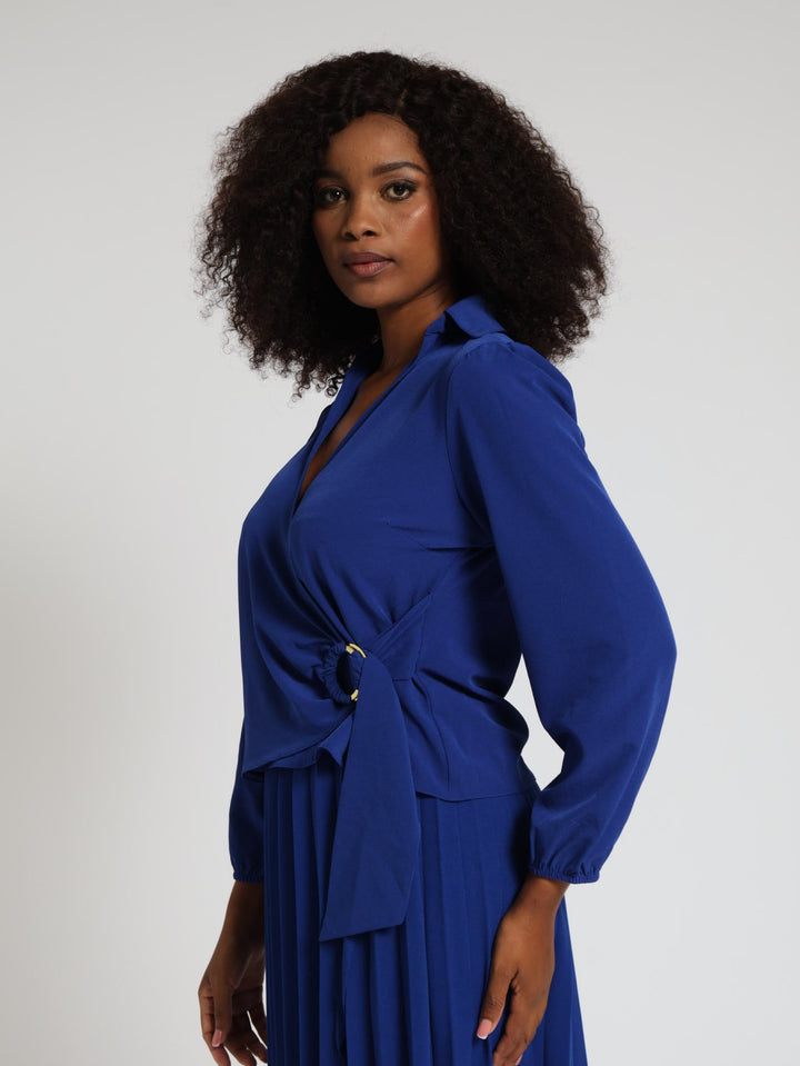 Wrap O-Ring Blouse - Cobalt