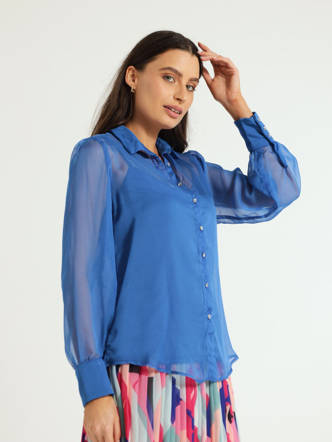 Organza Shirt - Cobalt