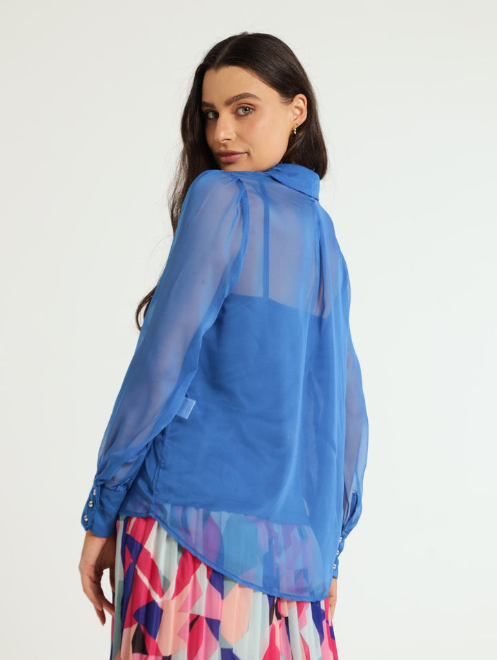 Organza Shirt - Cobalt